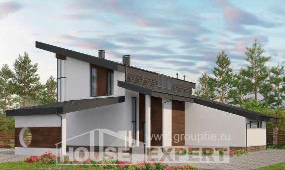230-001-П Проект двухэтажного дома с мансардным этажом, уютный домик из кирпича Актобе, House Expert