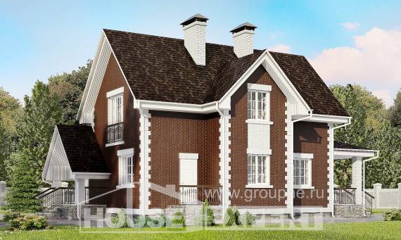 190-003-Л Проект двухэтажного дома мансардой, гараж, классический коттедж из газобетона, Экибастуз