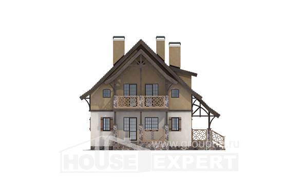 180-014-Л Проект двухэтажного дома с мансардным этажом, бюджетный коттедж из пеноблока, Рудный