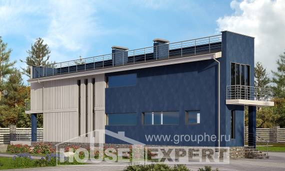 100-003-П Проект двухэтажного дома, компактный загородный дом из арболита, House Expert