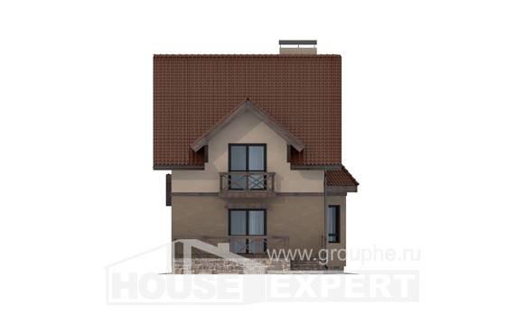120-003-Л Проект двухэтажного дома мансардный этаж, компактный коттедж из теплоблока Уральск, House Expert