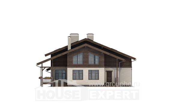 210-006-Л Проект двухэтажного дома с мансардой, современный загородный дом из кирпича Актау, House Expert