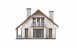 155-012-П Проект двухэтажного дома мансардный этаж, скромный домик из блока Усть-Каменогорск, House Expert