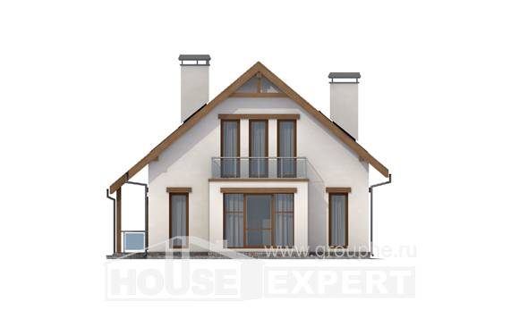 155-012-П Проект двухэтажного дома мансардный этаж, скромный домик из блока Усть-Каменогорск, House Expert