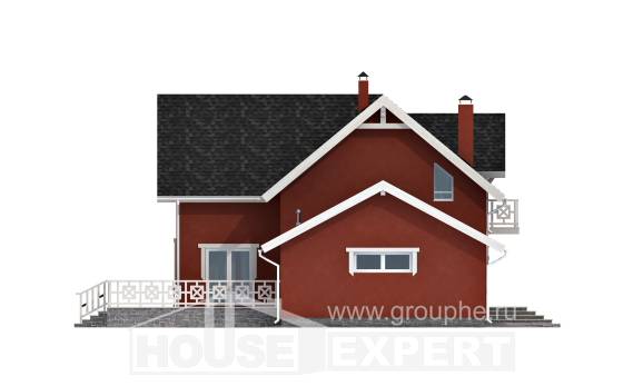 180-013-Л Проект двухэтажного дома с мансардным этажом и гаражом, экономичный дом из блока, House Expert