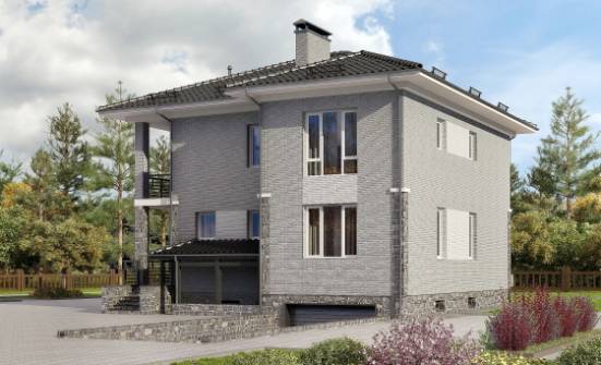 275-004-П Проект трехэтажного дома и гаражом, современный загородный дом из кирпича Кызылорда | Проекты домов от House Expert