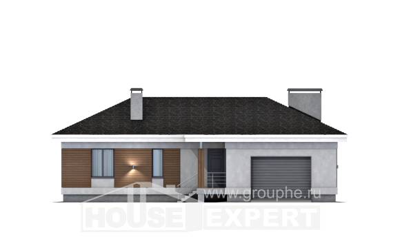 165-001-П Проект одноэтажного дома, гараж, современный дом из теплоблока, Актау