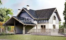 150-011-П Проект двухэтажного дома с мансардным этажом и гаражом, экономичный коттедж из газосиликатных блоков, House Expert