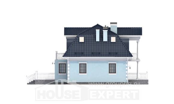 210-004-Л Проект двухэтажного дома с мансардой, классический коттедж из блока Уральск, House Expert