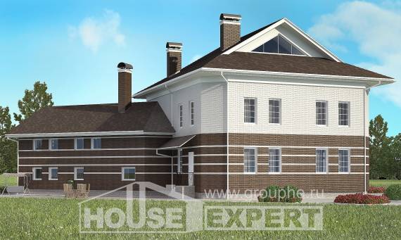 410-001-П Проект двухэтажного дома и гаражом, большой дом из кирпича, Алма-Ата