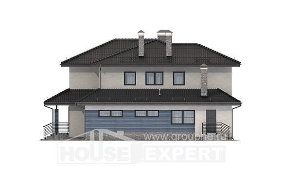 340-005-П Проект двухэтажного дома и гаражом, уютный коттедж из арболита, Уральск