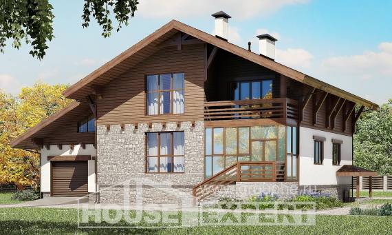 420-001-П Проект трехэтажного дома с мансардой и гаражом, огромный дом из кирпича Темиртау, House Expert