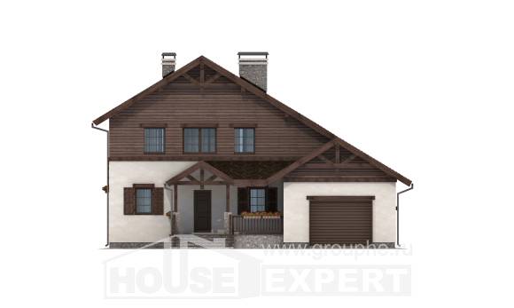 200-003-П Проект двухэтажного дома и гаражом, средний домик из теплоблока Алма-Ата, House Expert
