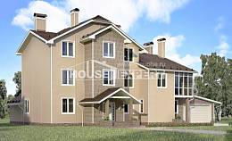 555-001-Л Проект трехэтажного дома мансардный этаж и гаражом, уютный загородный дом из блока, House Expert