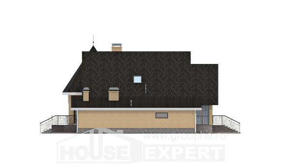 250-001-Л Проект двухэтажного дома мансардой и гаражом, простой дом из керамзитобетонных блоков, Петропавловск
