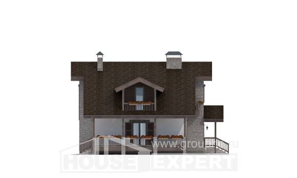 150-004-Л Проект двухэтажного дома с мансардным этажом, компактный домик из керамзитобетонных блоков, Шымкент