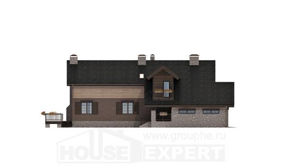 240-002-П Проект двухэтажного дома с мансардой, гараж, красивый коттедж из газобетона Тараз, House Expert