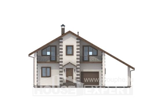 150-003-Л Проект двухэтажного дома с мансардным этажом, гараж, компактный дом из арболита, Алма-Ата