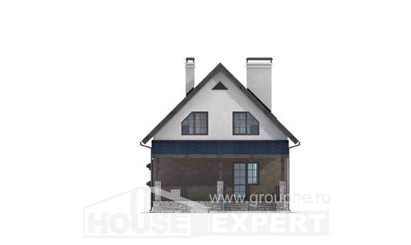 130-003-П Проект двухэтажного дома мансардный этаж, бюджетный загородный дом из теплоблока, Шымкент