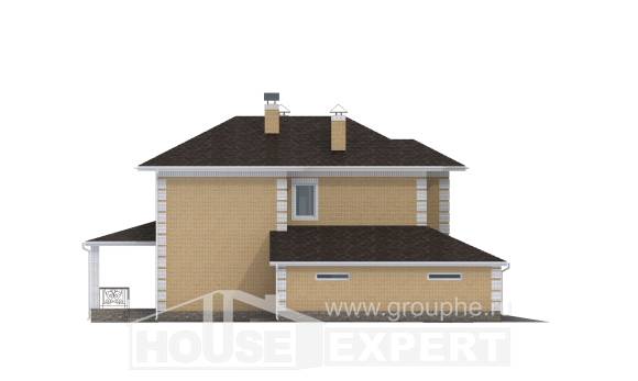 220-006-Л Проект двухэтажного дома и гаражом, классический загородный дом из блока, Петропавловск
