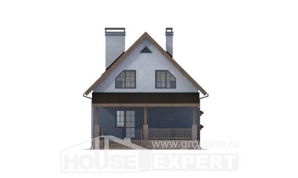 130-003-Л Проект двухэтажного дома мансардой, уютный коттедж из керамзитобетонных блоков Актау, House Expert