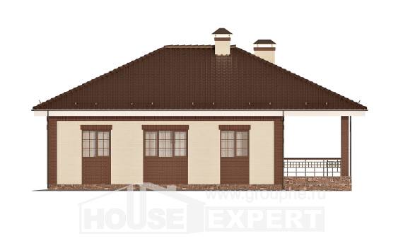 160-015-П Проект одноэтажного дома и гаражом, бюджетный дом из поризованных блоков, Темиртау