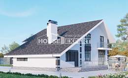 190-008-П Проект двухэтажного дома мансардный этаж и гаражом, уютный домик из газосиликатных блоков Жанаозен, House Expert