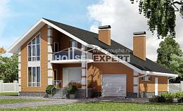 190-006-П Проект двухэтажного дома мансардный этаж, гараж, просторный домик из арболита Караганда, House Expert