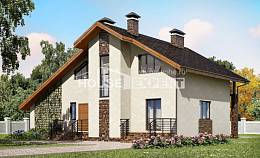 180-008-П Проект двухэтажного дома с мансардой и гаражом, современный загородный дом из поризованных блоков Костанай, House Expert