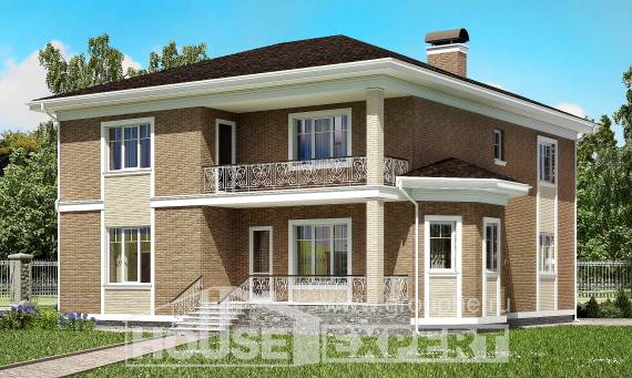 335-002-П Проект двухэтажного дома, гараж, огромный коттедж из кирпича, Кокшетау