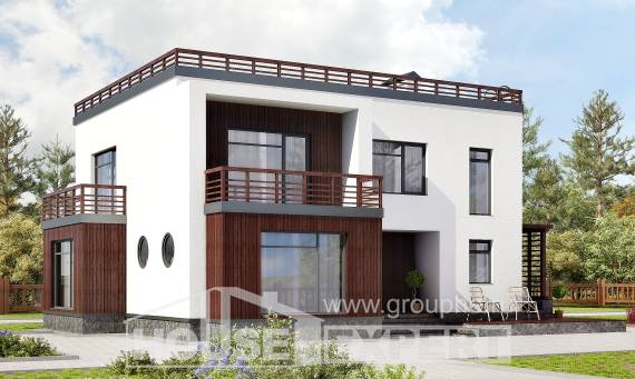 215-002-П Проект двухэтажного дома, красивый коттедж из газосиликатных блоков, Павлодар