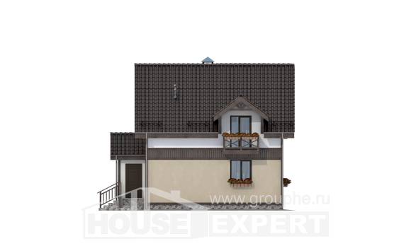 105-001-П Проект двухэтажного дома с мансардным этажом, бюджетный дом из бризолита Уральск, House Expert