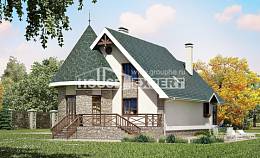 170-003-Л Проект двухэтажного дома мансардный этаж, компактный домик из керамзитобетонных блоков, Павлодар