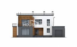 260-002-П Проект двухэтажного дома, гараж, красивый домик из пеноблока Актау, House Expert
