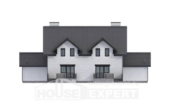 290-003-П Проект двухэтажного дома мансардой, большой коттедж из пеноблока Туркестан, House Expert