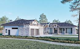 280-004-Л Проект одноэтажного дома, гараж, большой коттедж из газосиликатных блоков Актау, House Expert