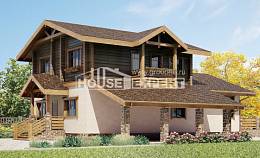 170-004-П Проект двухэтажного дома мансардный этаж и гаражом, простой загородный дом из бризолита из дерева, Павлодар