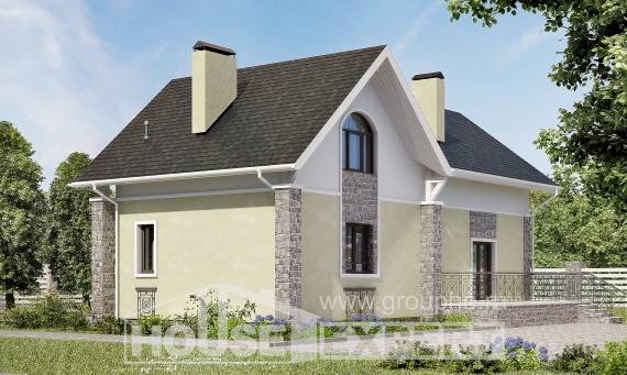 150-012-П Проект двухэтажного дома мансардный этаж, бюджетный домик из блока Туркестан, House Expert