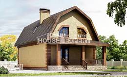 130-005-Л Проект двухэтажного дома с мансардным этажом, скромный домик из твинблока Уральск, House Expert