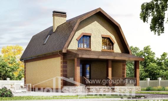 130-005-Л Проект двухэтажного дома с мансардным этажом, скромный домик из твинблока Уральск, House Expert