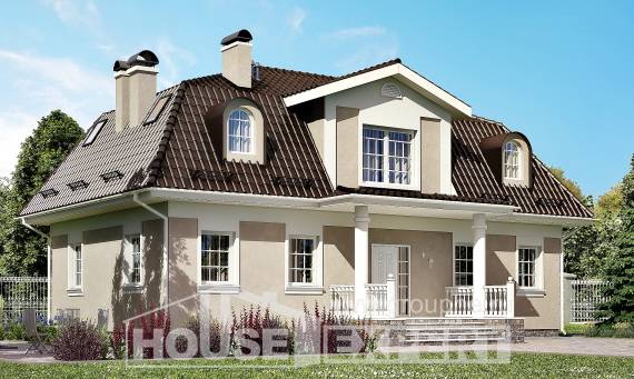 210-001-Л Проект двухэтажного дома с мансардой, простой дом из арболита, Петропавловск