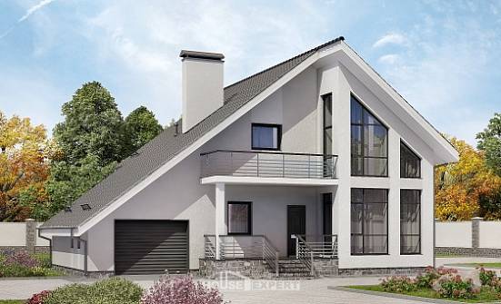 200-007-Л Проект двухэтажного дома с мансардным этажом, гараж, средний коттедж из бризолита Павлодар | Проекты домов от House Expert