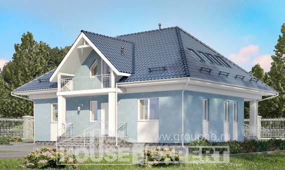 200-002-П Проект двухэтажного дома с мансардой, средний коттедж из газобетона, Караганда