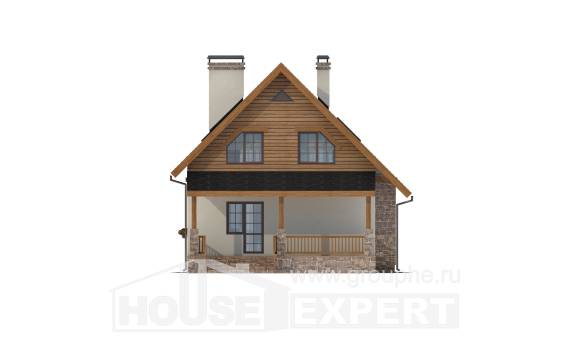 140-001-Л Проект двухэтажного дома с мансардным этажом, доступный домик из газобетона Туркестан, House Expert