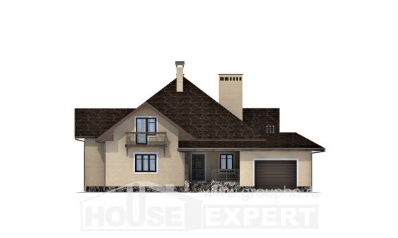 275-003-П Проект двухэтажного дома с мансардой, гараж, уютный коттедж из кирпича, Семей