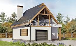 120-005-П Проект двухэтажного дома мансардой, гараж, простой коттедж из пеноблока, House Expert