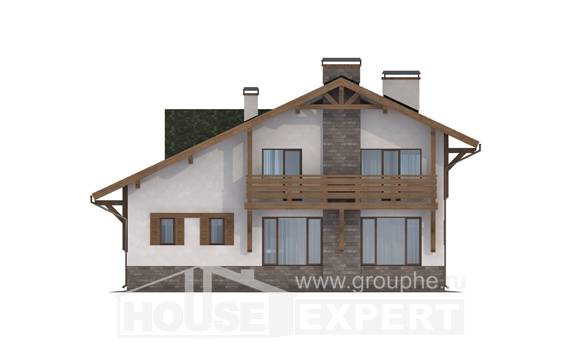 190-007-П Проект двухэтажного дома мансардой, гараж, просторный загородный дом из кирпича Алма-Ата, House Expert