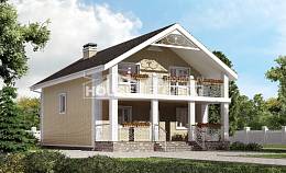 150-007-Л Проект двухэтажного дома с мансардой, бюджетный коттедж из теплоблока Кызылорда, House Expert