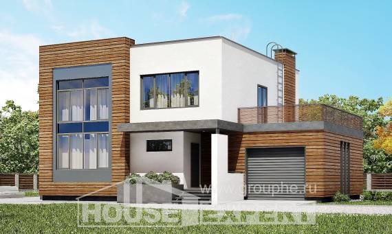 220-003-П Проект двухэтажного дома и гаражом, классический домик из блока Уральск, House Expert