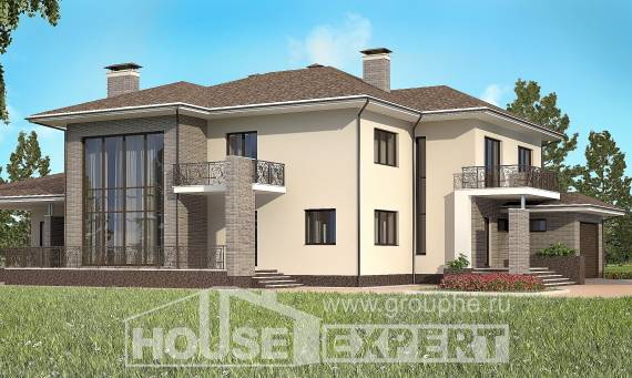 500-001-П Проект трехэтажного дома, гараж, уютный дом из кирпича Туркестан, House Expert